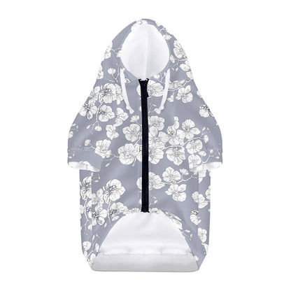 Drawing Orchid Pattern Print Dog Zip Up Hoodie