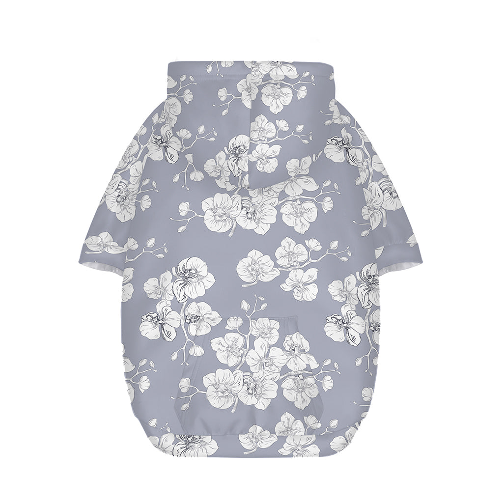 Drawing Orchid Pattern Print Dog Zip Up Hoodie