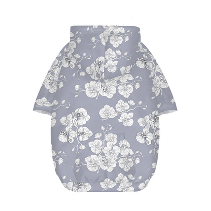 Drawing Orchid Pattern Print Dog Zip Up Hoodie