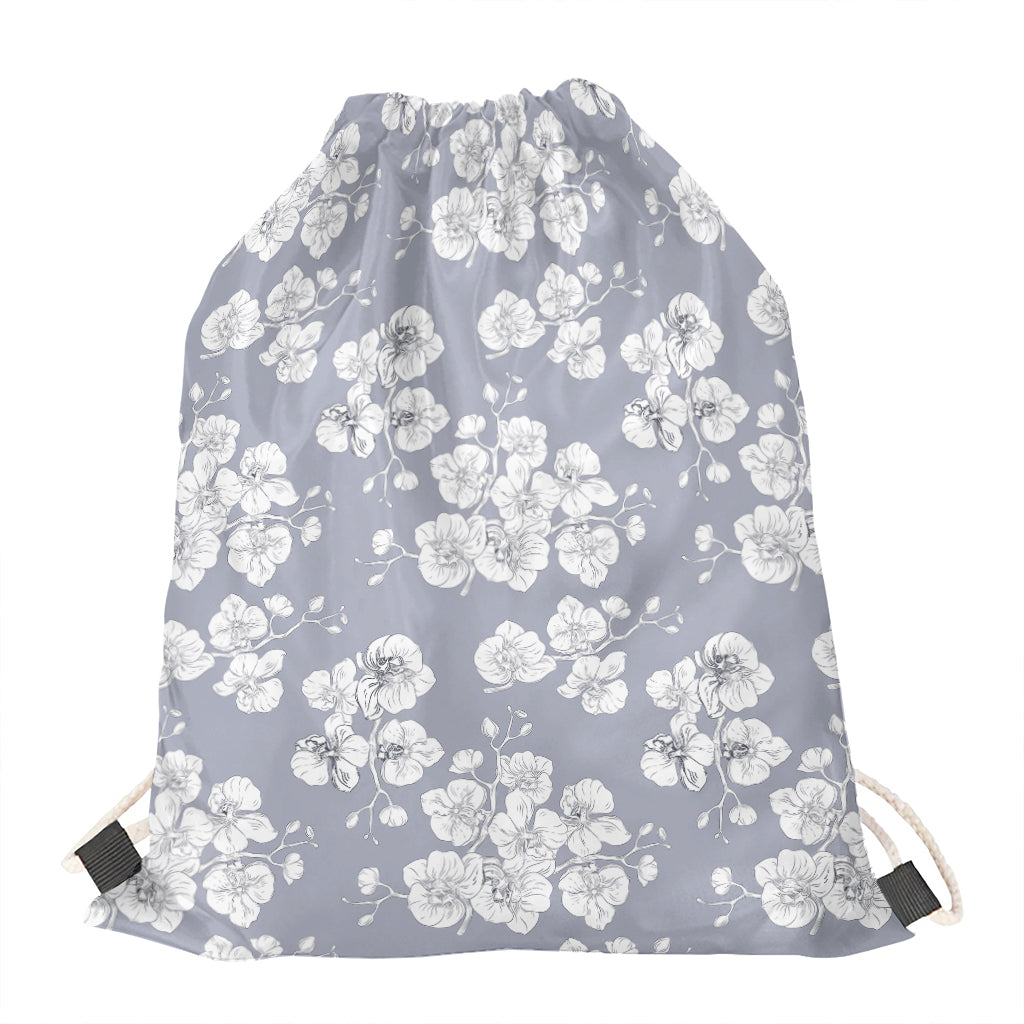 Drawing Orchid Pattern Print Drawstring Bag