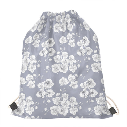 Drawing Orchid Pattern Print Drawstring Bag