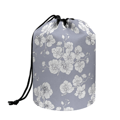Drawing Orchid Pattern Print Drawstring Makeup Bag
