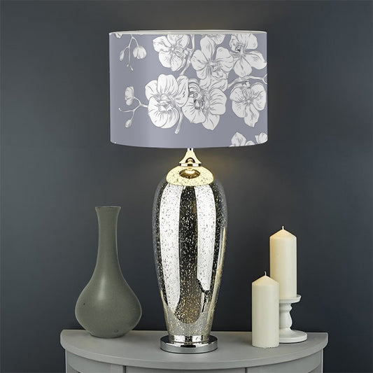 Drawing Orchid Pattern Print Drum Lamp Shade