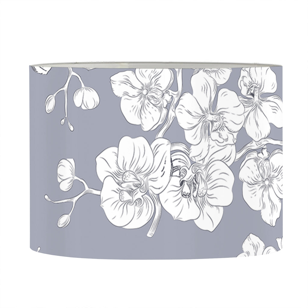 Drawing Orchid Pattern Print Drum Lamp Shade