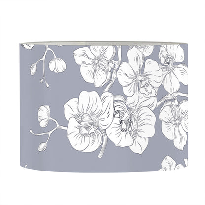 Drawing Orchid Pattern Print Drum Lamp Shade