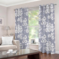 Drawing Orchid Pattern Print Extra Wide Grommet Curtains