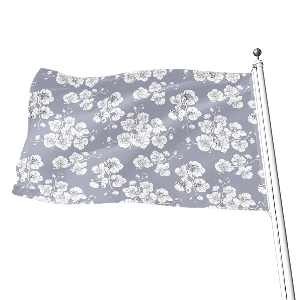 Drawing Orchid Pattern Print Flag