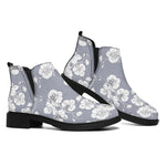 Drawing Orchid Pattern Print Flat Ankle Boots