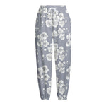 Drawing Orchid Pattern Print Fleece Lined Knit Pants