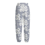 Drawing Orchid Pattern Print Fleece Lined Knit Pants