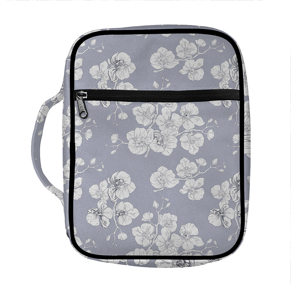 Drawing Orchid Pattern Print Front Pocket Bible Bag