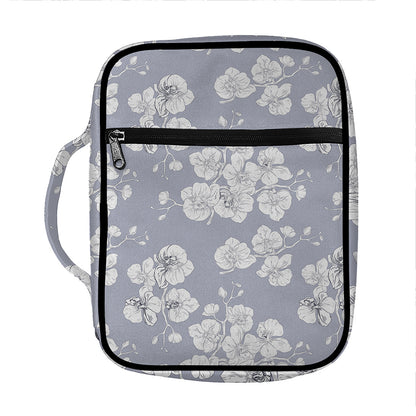 Drawing Orchid Pattern Print Front Pocket Bible Bag