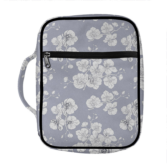 Drawing Orchid Pattern Print Front Pocket Bible Bag