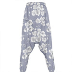 Drawing Orchid Pattern Print Hammer Pants