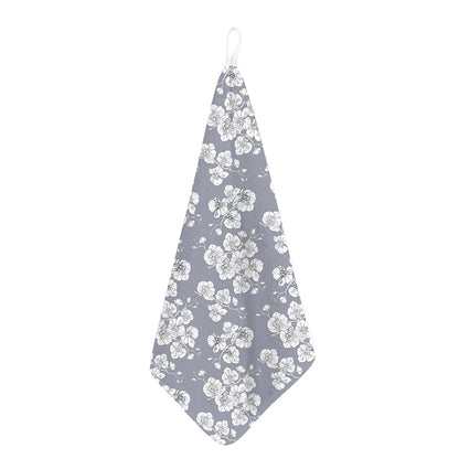 Drawing Orchid Pattern Print Hand Towel