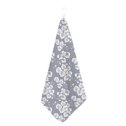 Drawing Orchid Pattern Print Hand Towel