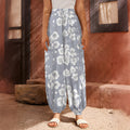 Drawing Orchid Pattern Print Harem Pants