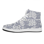 Drawing Orchid Pattern Print High Top Leather Sneakers