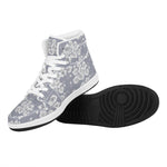 Drawing Orchid Pattern Print High Top Leather Sneakers