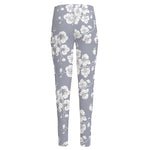 Drawing Orchid Pattern Print High-Waisted Pocket Leggings
