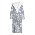 Drawing Orchid Pattern Print Hooded Bathrobe