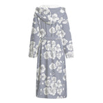 Drawing Orchid Pattern Print Hooded Bathrobe