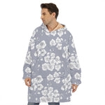 Drawing Orchid Pattern Print Hoodie Blanket