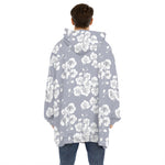 Drawing Orchid Pattern Print Hoodie Blanket