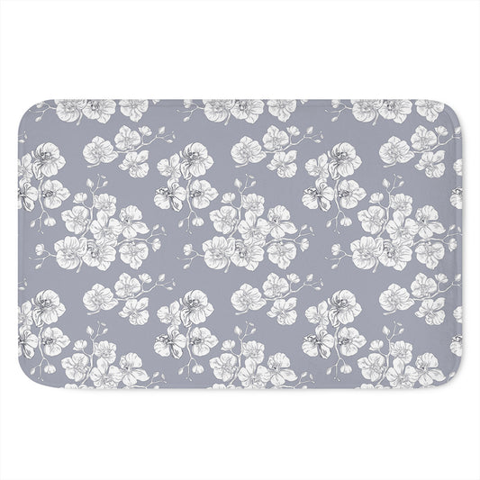 Drawing Orchid Pattern Print Indoor Door Mat