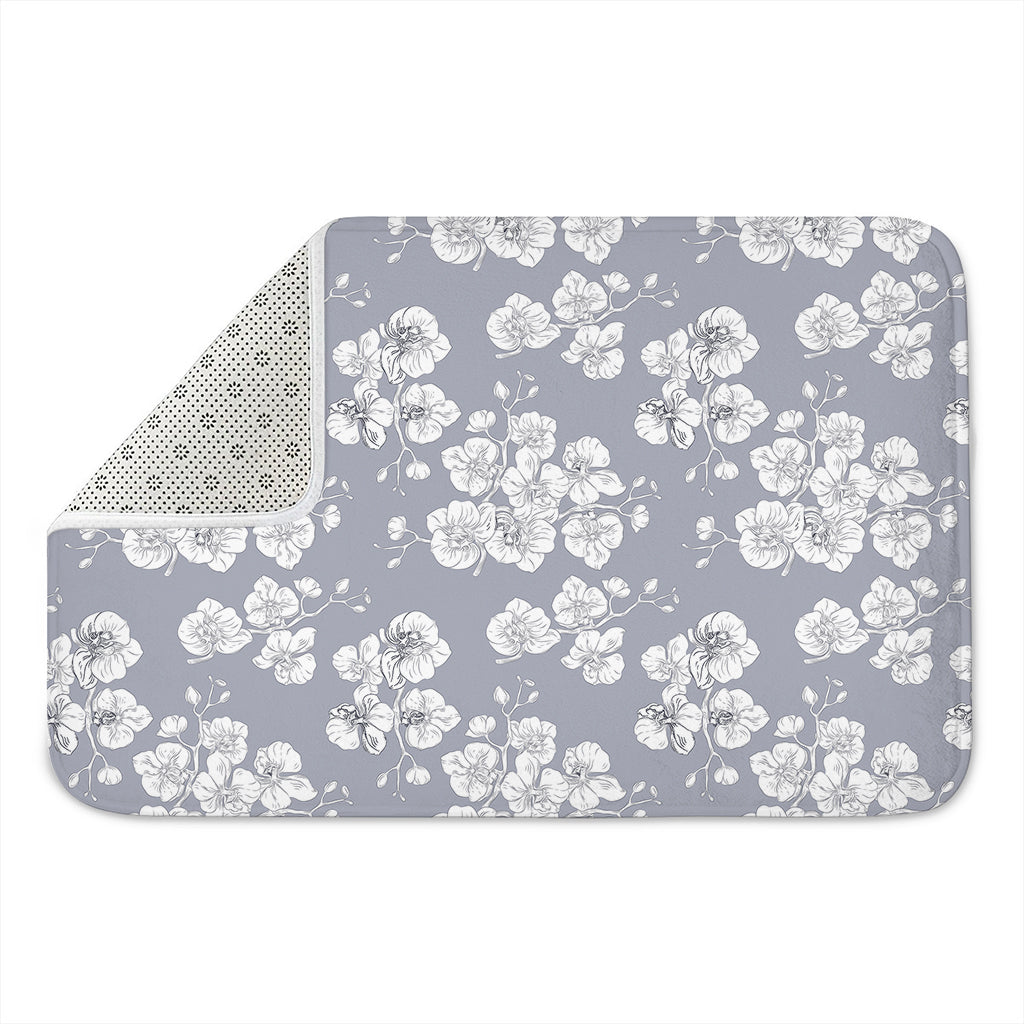 Drawing Orchid Pattern Print Indoor Door Mat