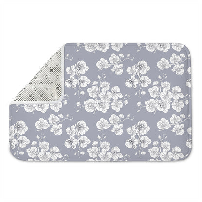 Drawing Orchid Pattern Print Indoor Door Mat