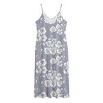 Drawing Orchid Pattern Print Jersey Midi Cami Dress