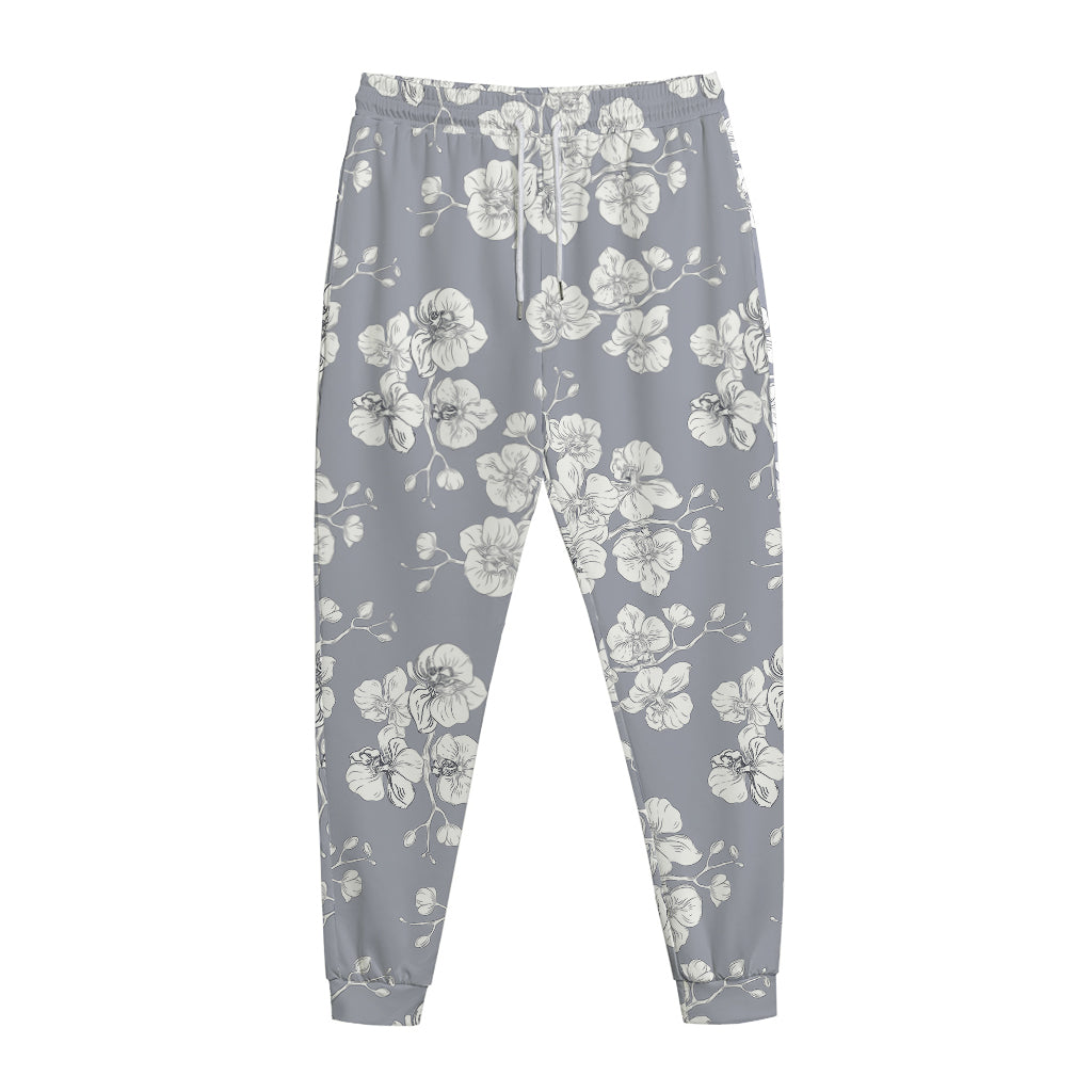 Drawing Orchid Pattern Print Jogger Pants