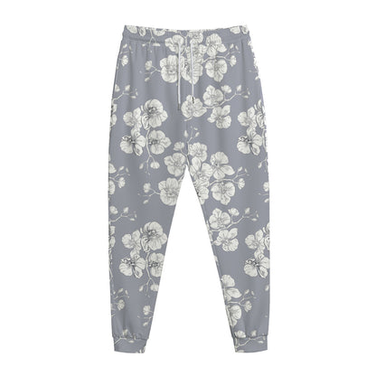 Drawing Orchid Pattern Print Jogger Pants