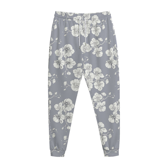 Drawing Orchid Pattern Print Jogger Pants
