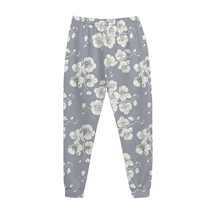 Drawing Orchid Pattern Print Jogger Pants
