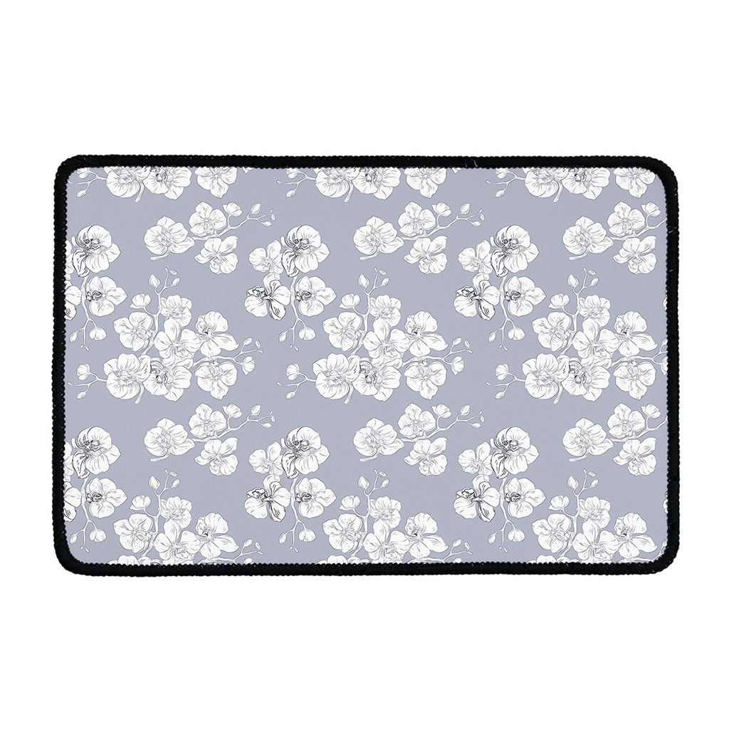 Drawing Orchid Pattern Print Kitchen Mat