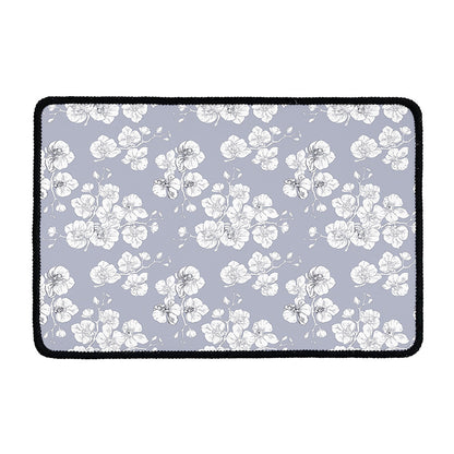 Drawing Orchid Pattern Print Kitchen Mat