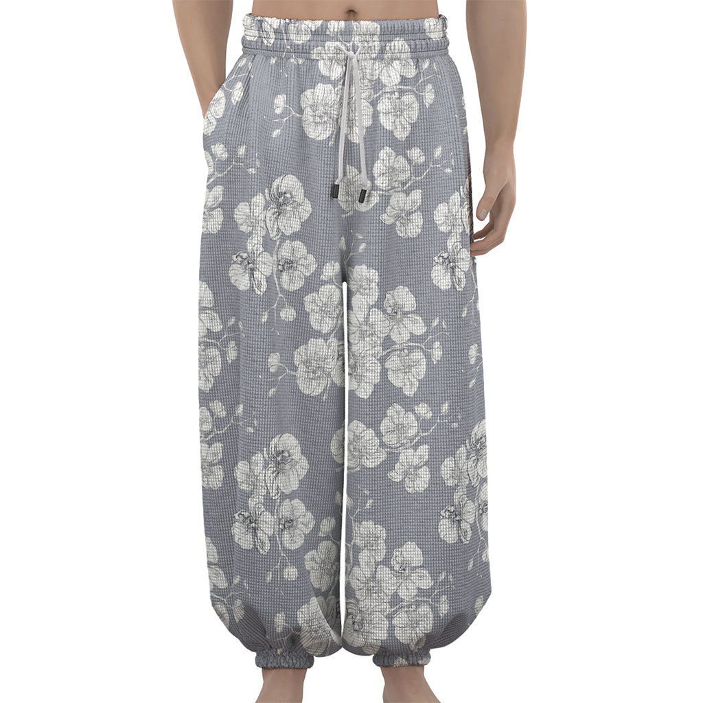 Drawing Orchid Pattern Print Lantern Pants