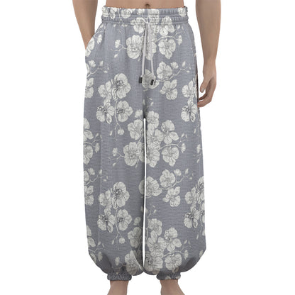 Drawing Orchid Pattern Print Lantern Pants