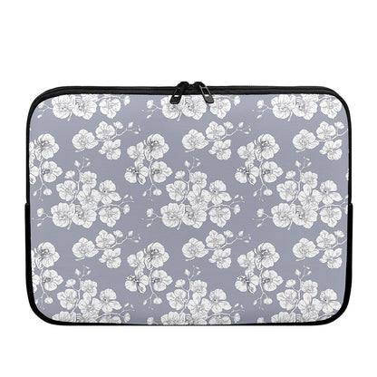 Drawing Orchid Pattern Print Laptop Sleeve
