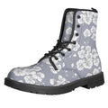 Drawing Orchid Pattern Print Lace-Up Boots