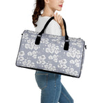Drawing Orchid Pattern Print Leather Duffle Bag