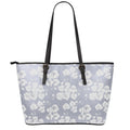 Drawing Orchid Pattern Print Leather Tote Bag With Zipper