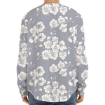 Drawing Orchid Pattern Print Long Sleeve Baseball Jersey