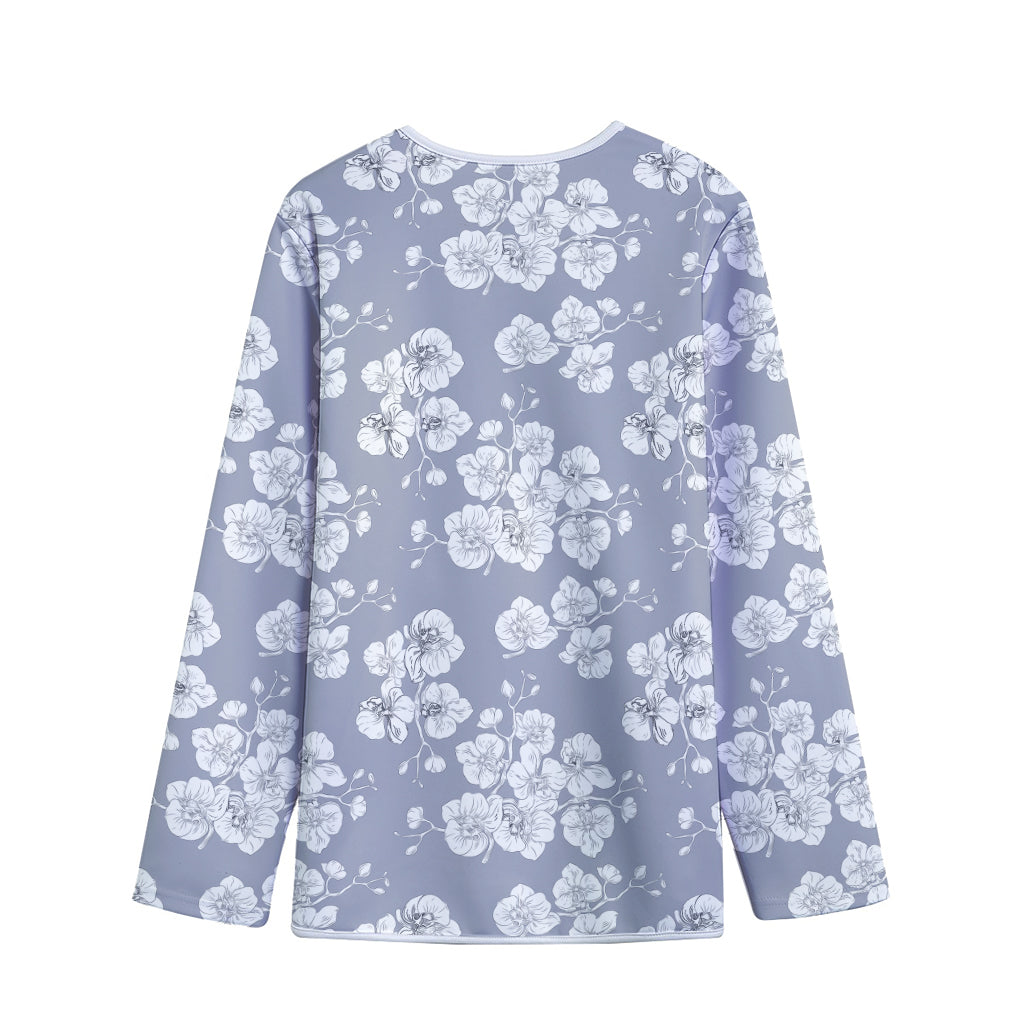 Drawing Orchid Pattern Print Long Sleeve Short Coat