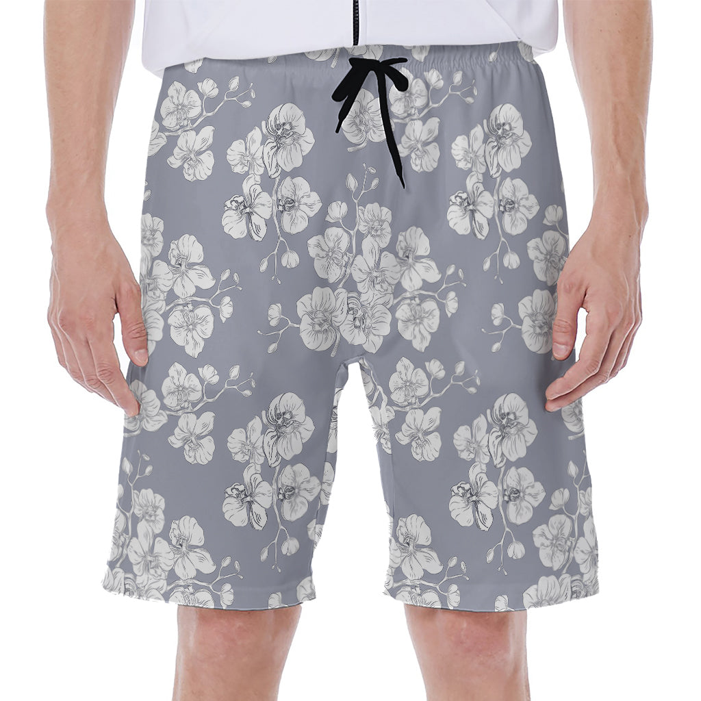 Drawing Orchid Pattern Print Men's Beach Shorts