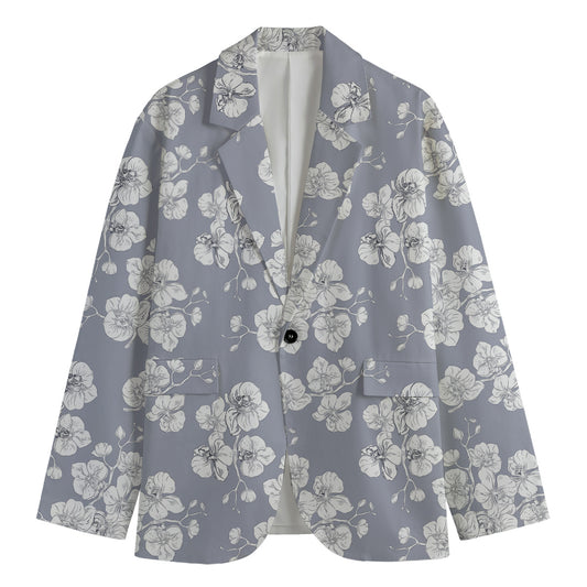 Drawing Orchid Pattern Print Men's Blazer