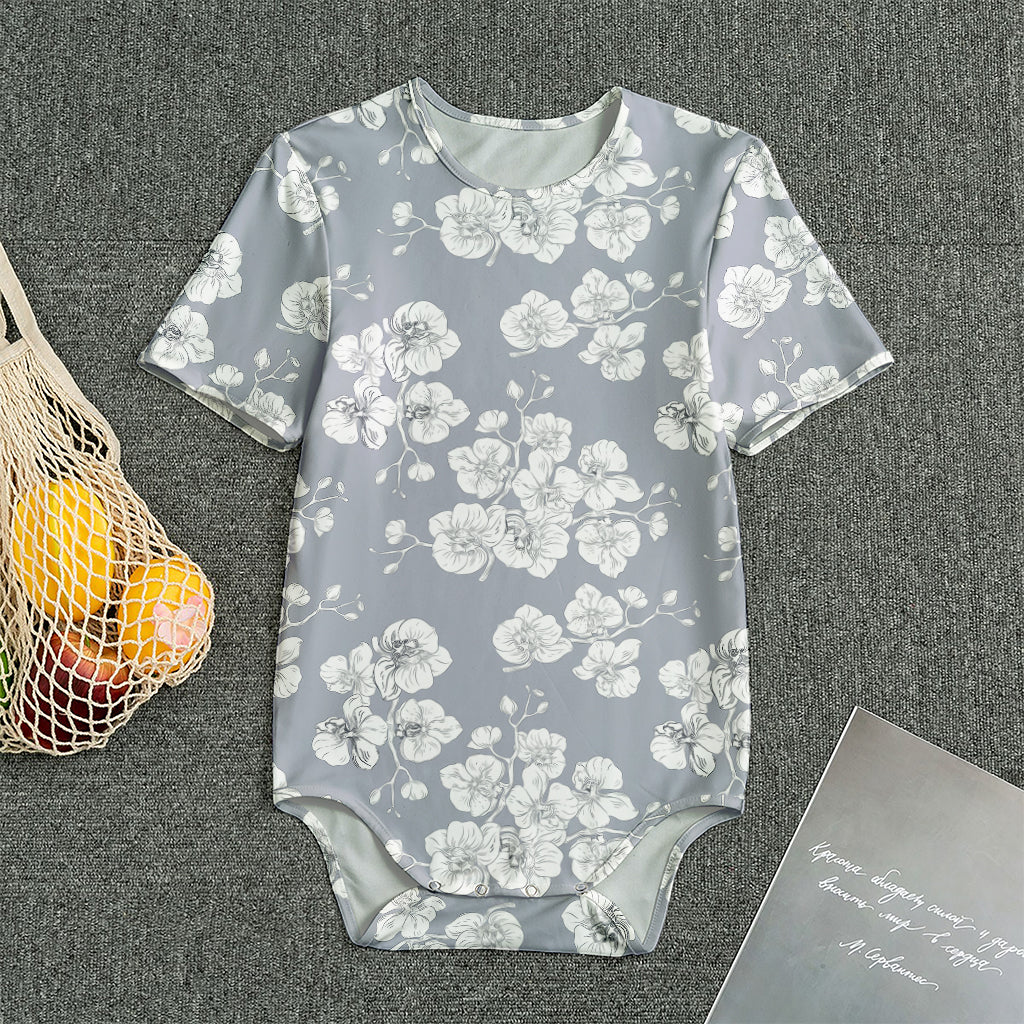 Drawing Orchid Pattern Print Men's Bodysuit