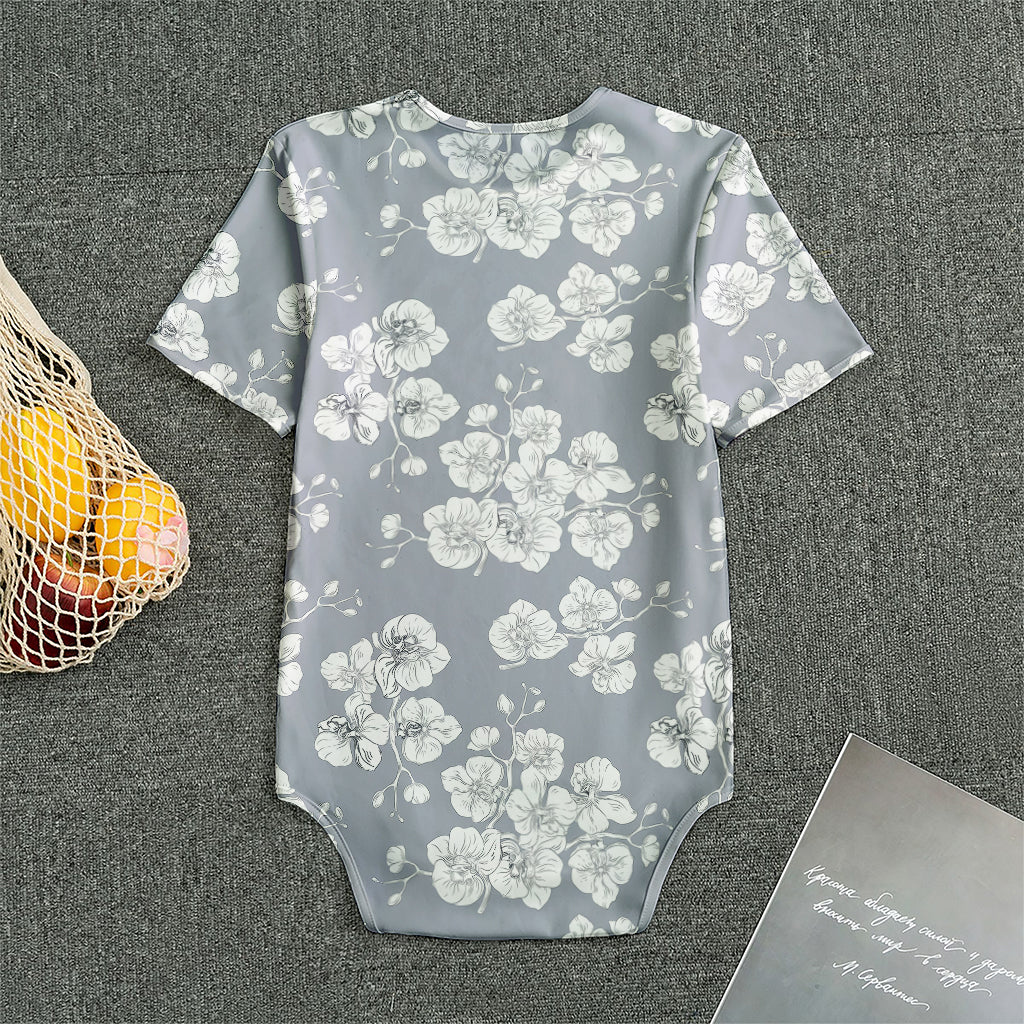 Drawing Orchid Pattern Print Men's Bodysuit